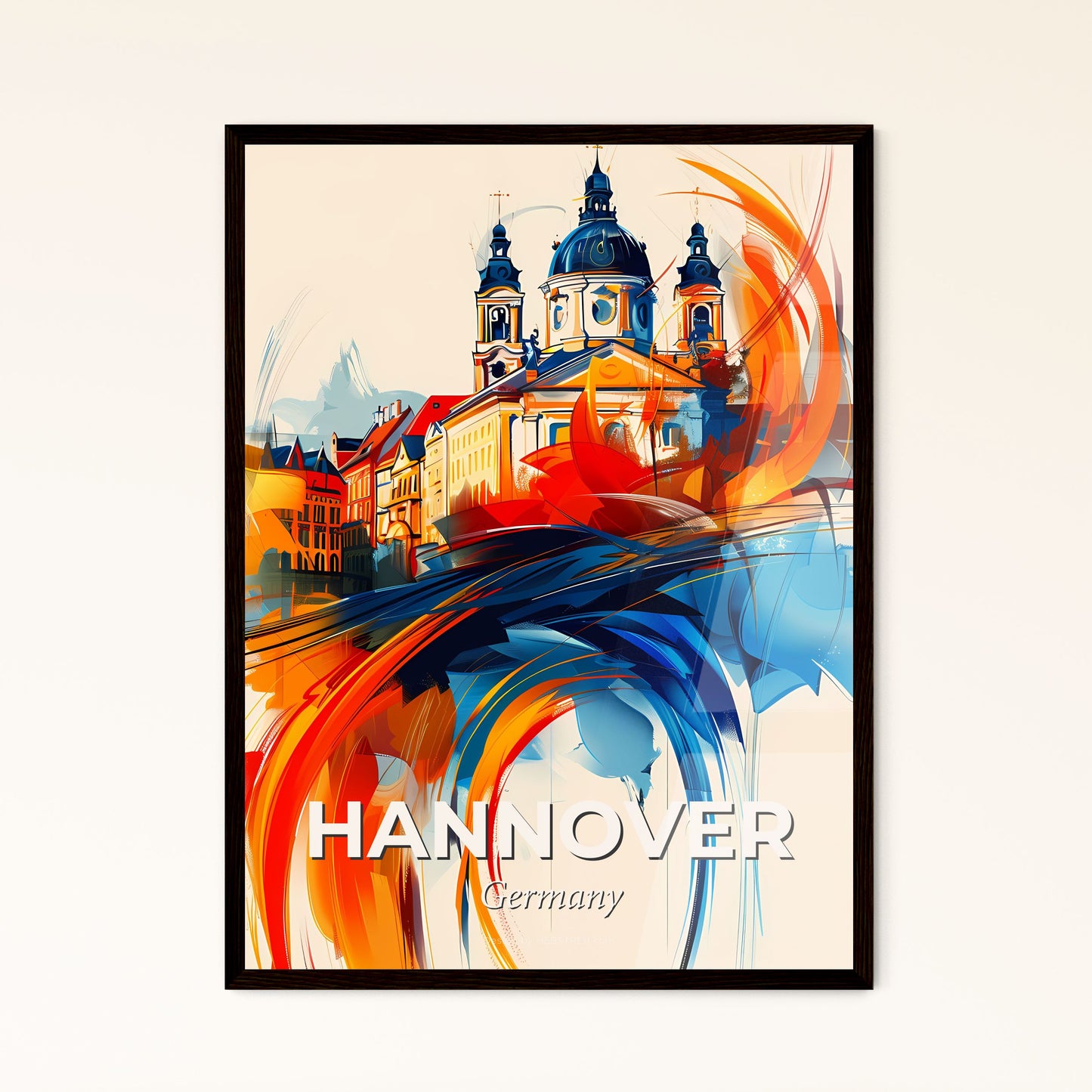 Vibrant Hannover, Germany - A Colorful Painting Of A Building