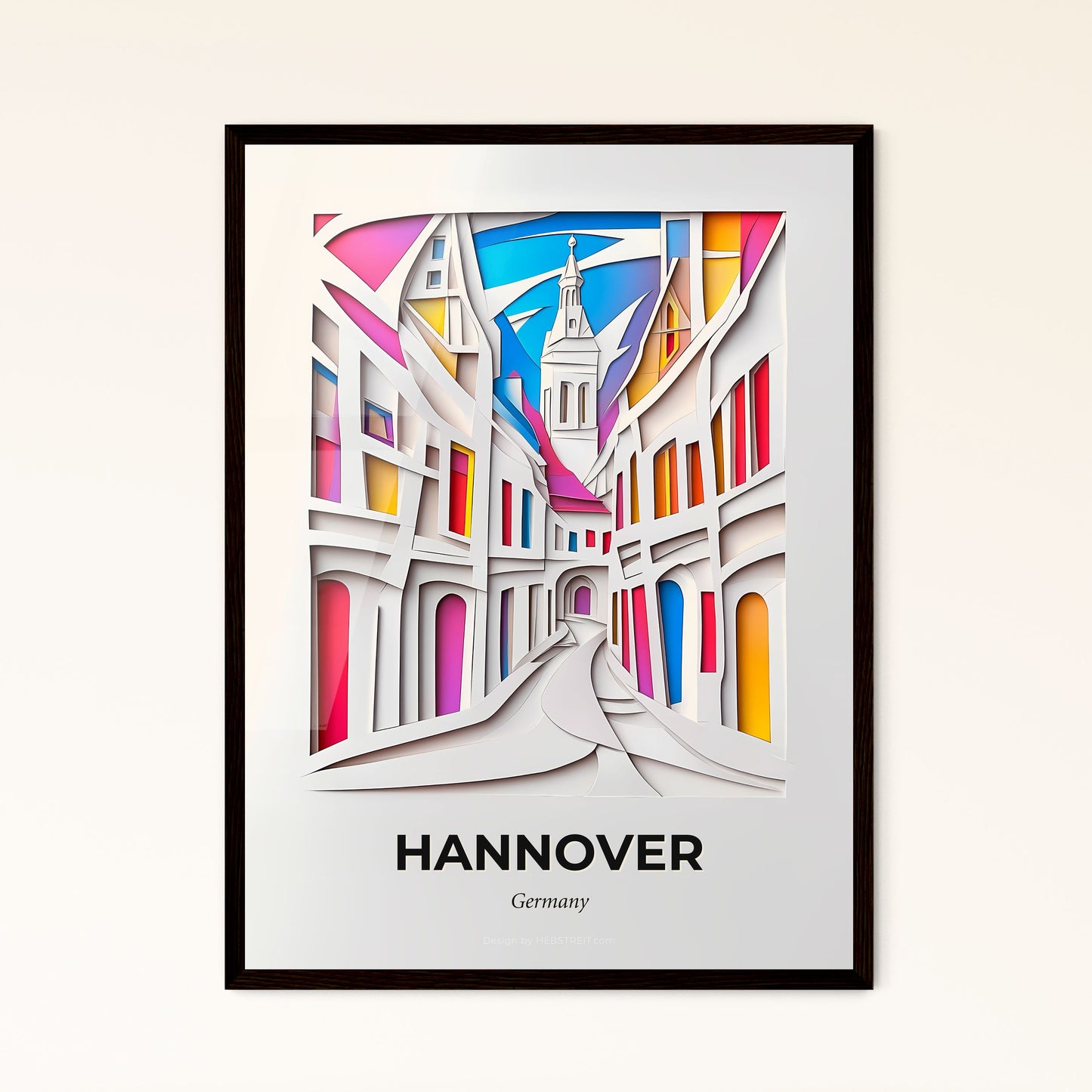 Vivid Hannover, Germany - a paper cut of a city street with a clock tower