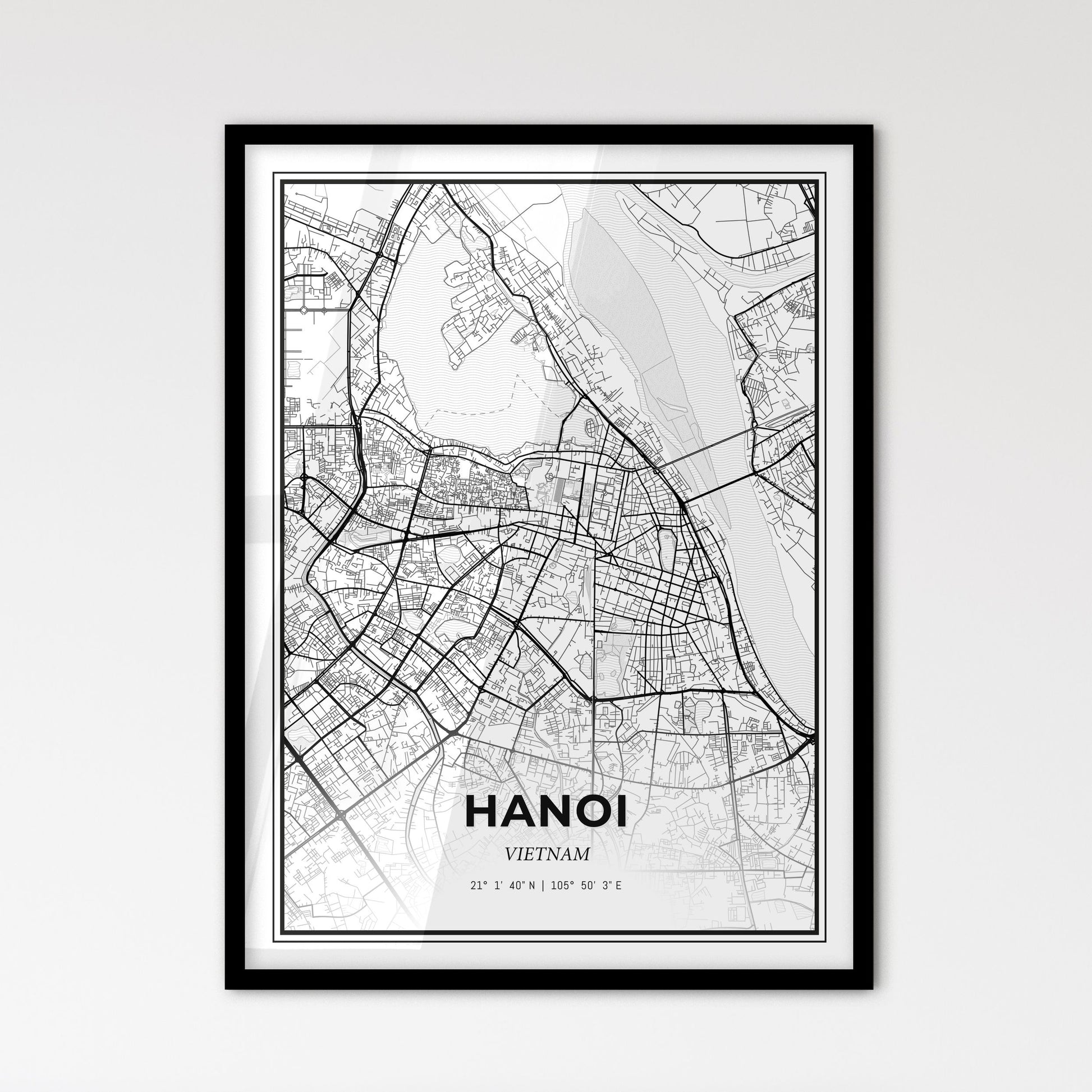 Hanoi Vietnam - Scandinavian Style City Map for Modern Home Decor