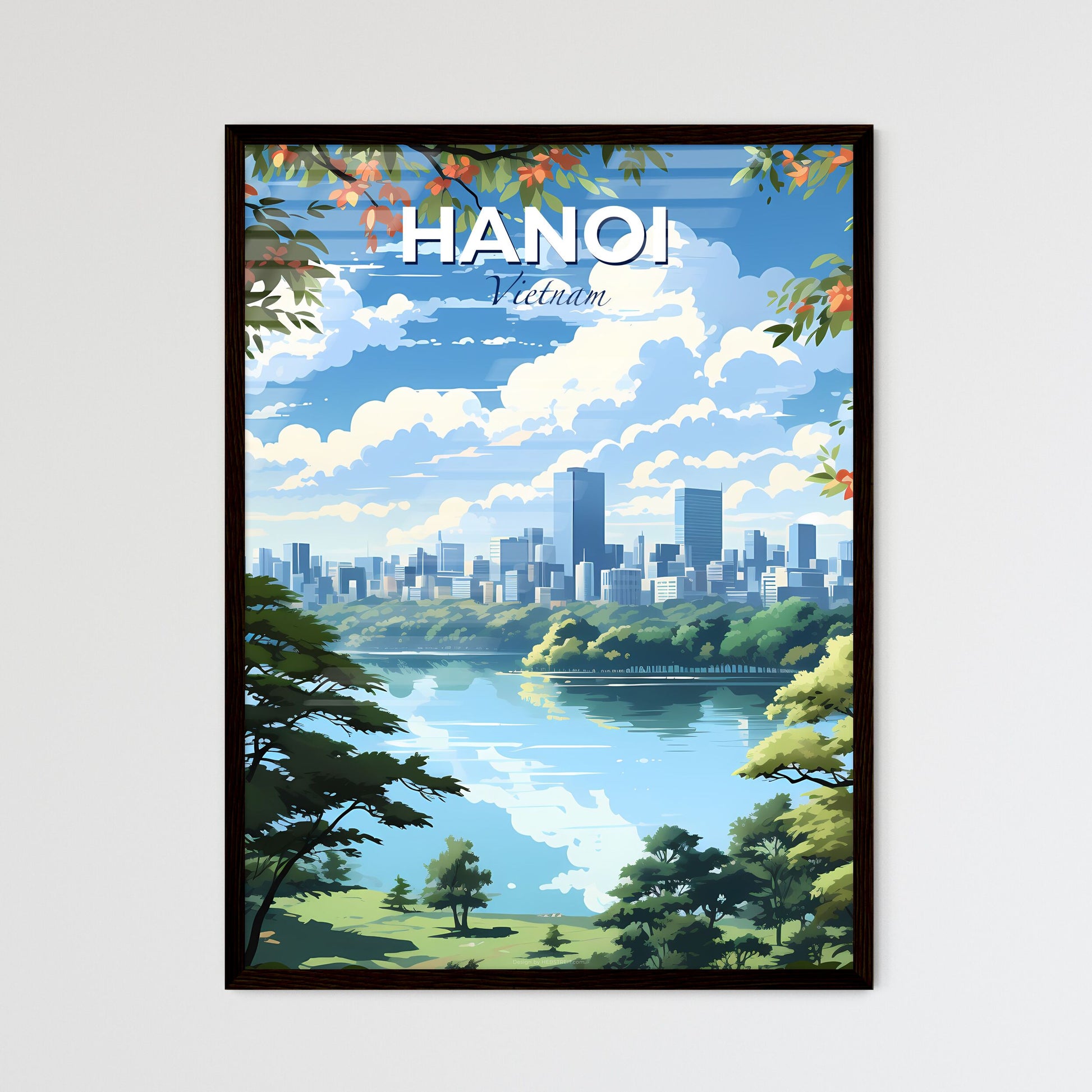 Hanoi Vietnam Skyline Vibrant Cityscape Art Painting Trees Water Default Title