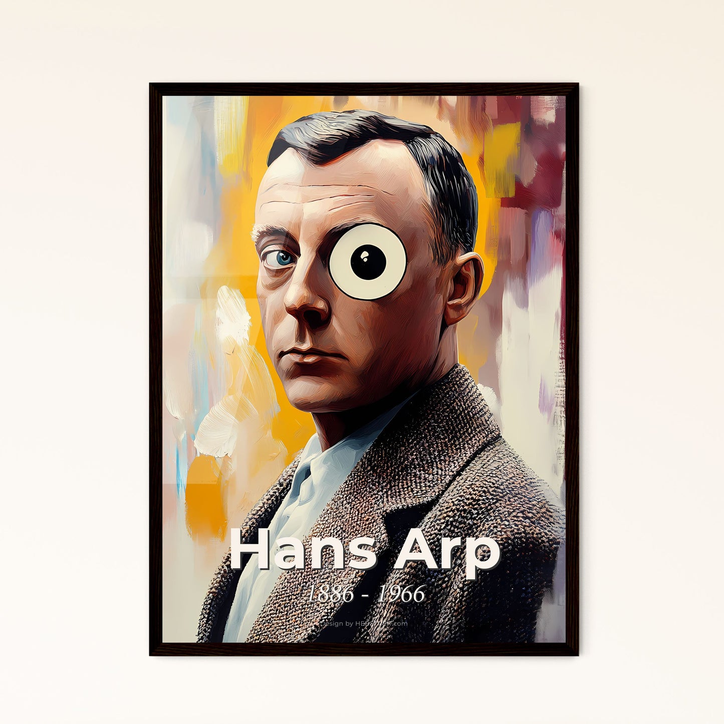 Portrait of Hans Arp, 1886 - 1966. Impressionistic painting of a man with large eyes.