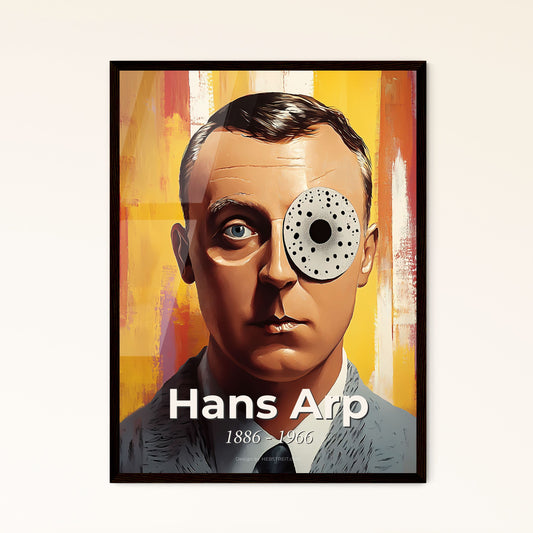 Portrait of Hans Arp, 1886 - 1966. Impressionistic painting of a man with a white eye.