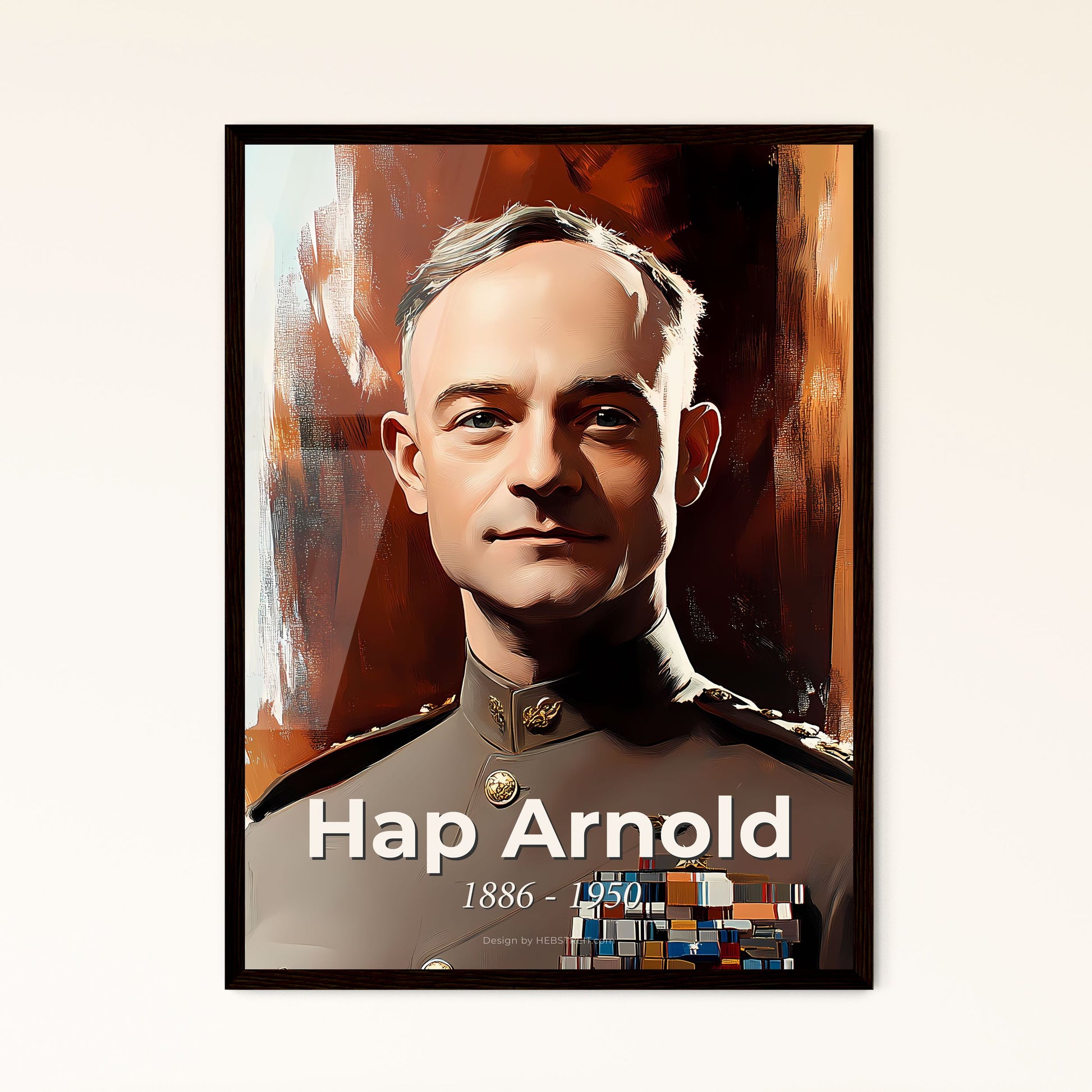 Portrait of Hap Arnold, 1886 - 1950. Impressionistic painting of a man in military uniform.