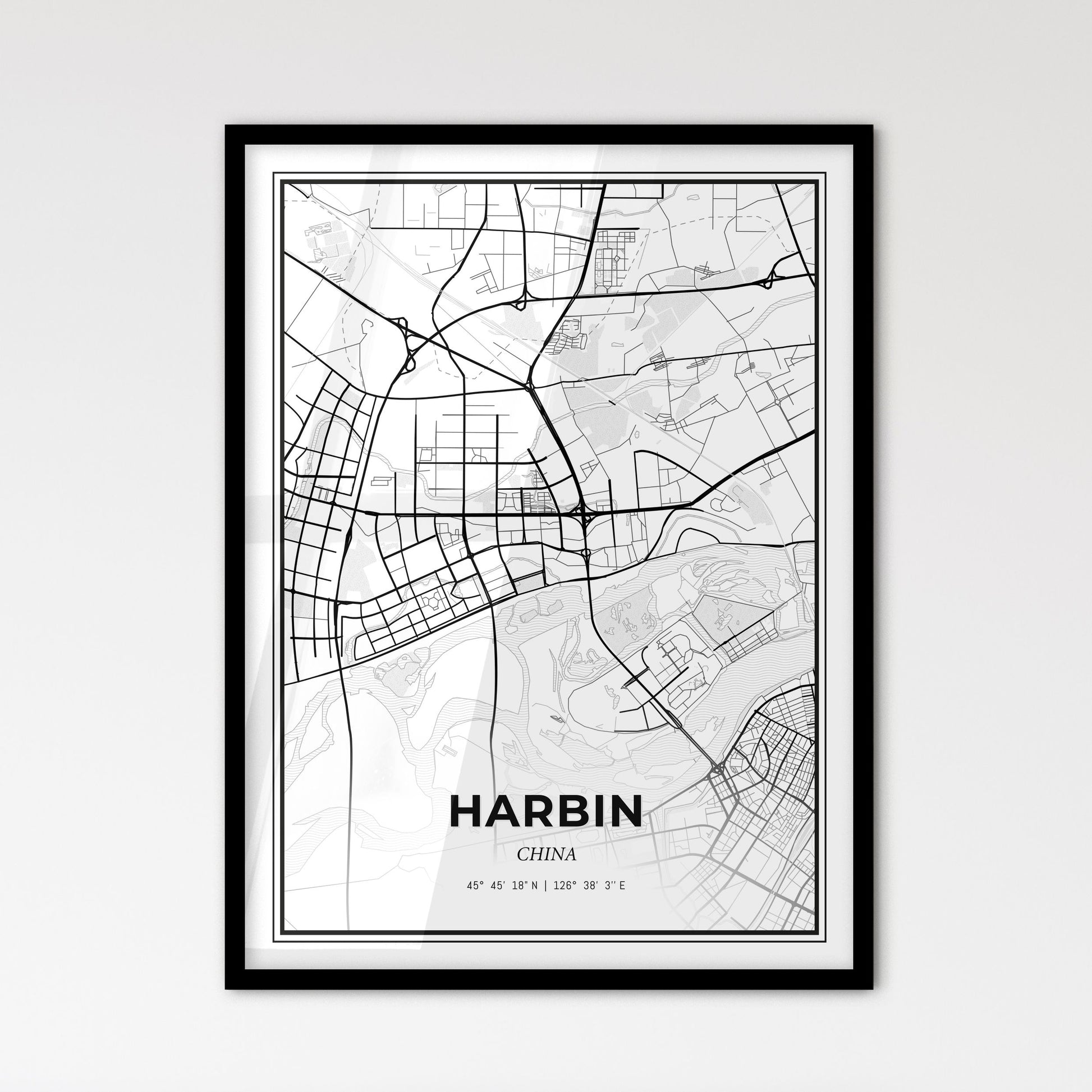 Harbin China - Scandinavian Style City Map for Modern Home Decor