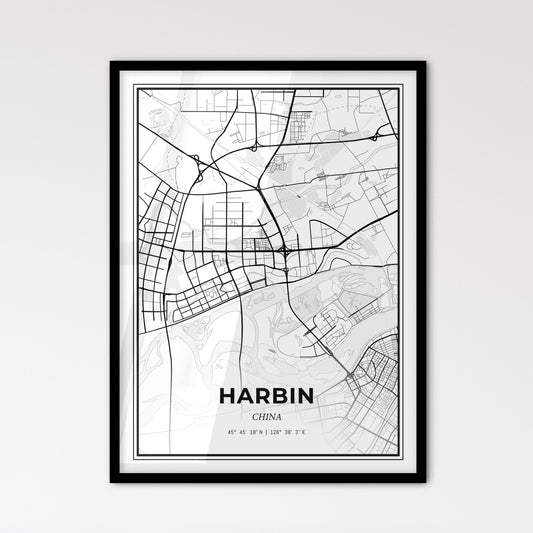 Harbin China - Scandinavian Style City Map for Modern Home Decor