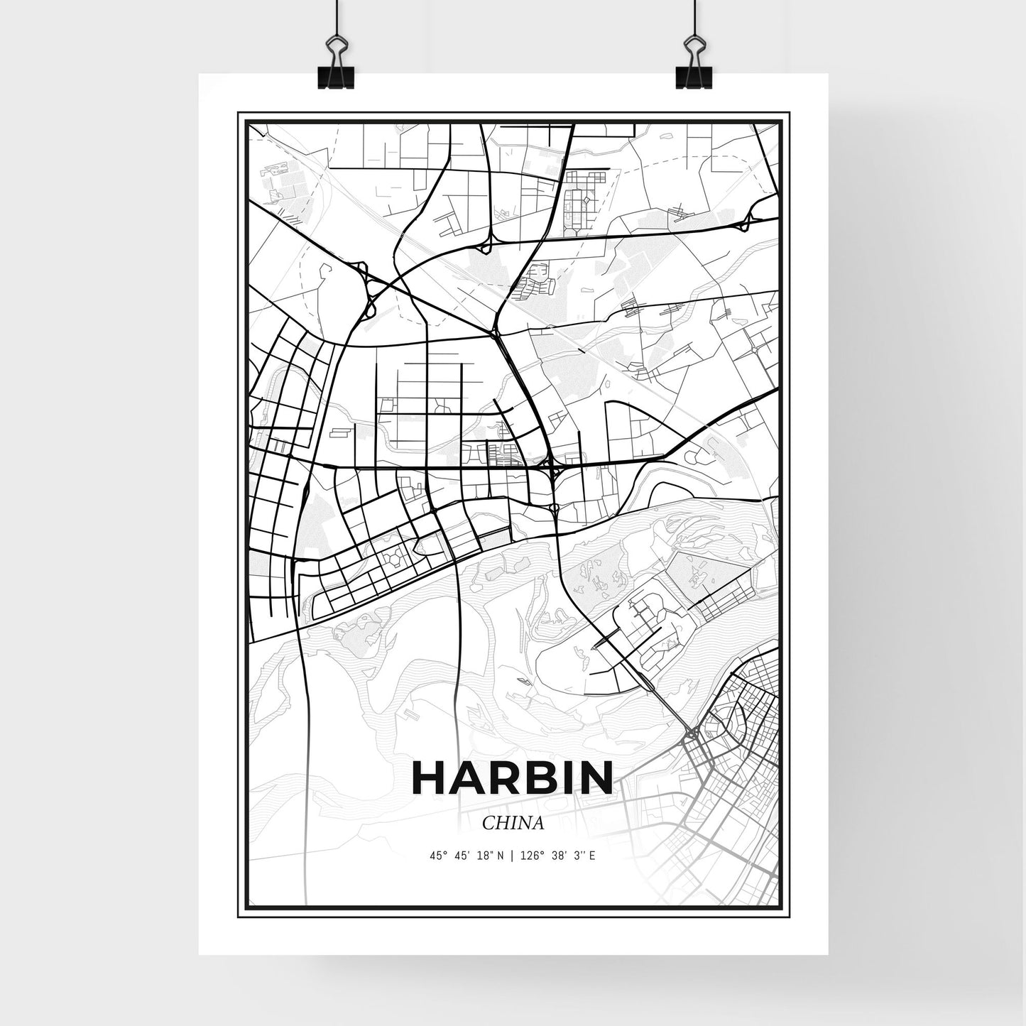 Harbin China - Premium City Map Poster