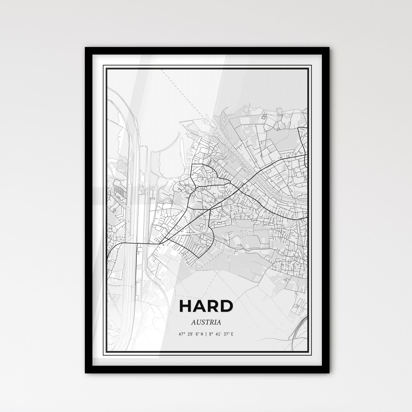 Hard Austria - Scandinavian Style City Map for Modern Home Decor