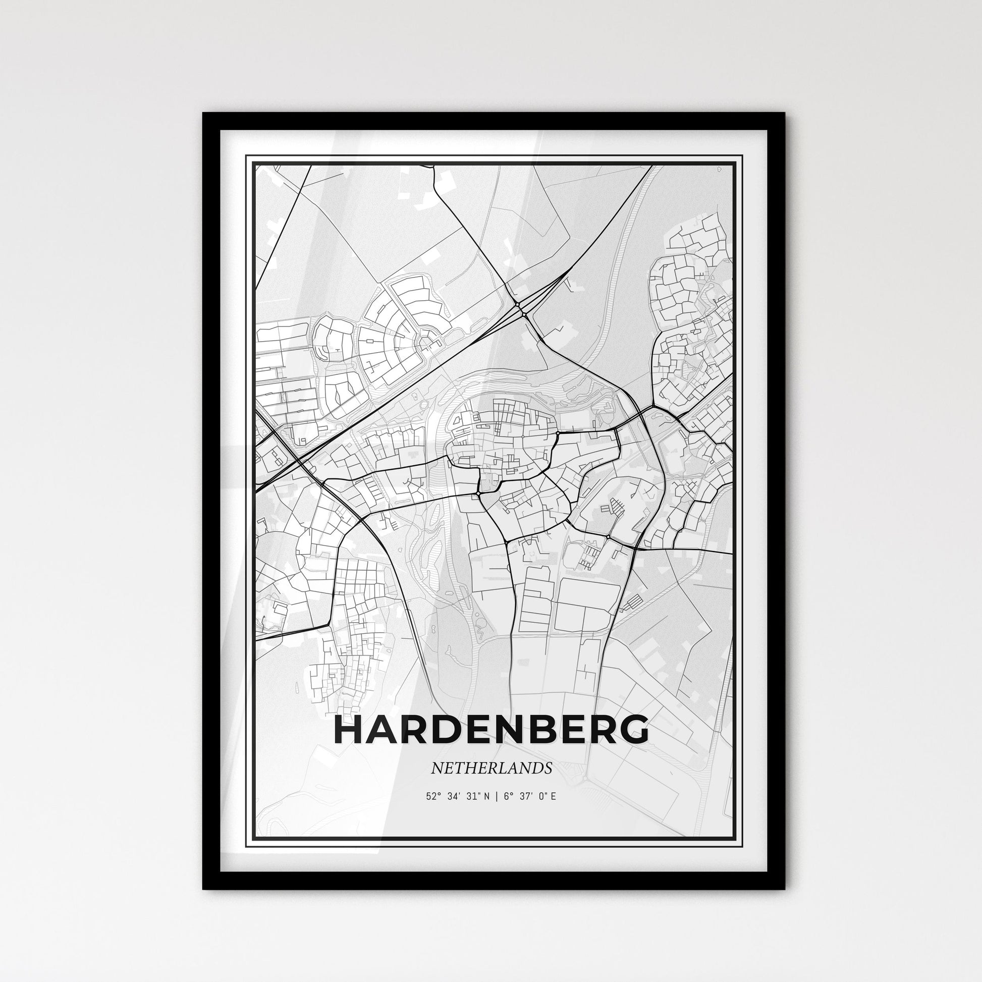  Hardenberg Netherlands - Scandinavian Style City Map for Modern Home Decor