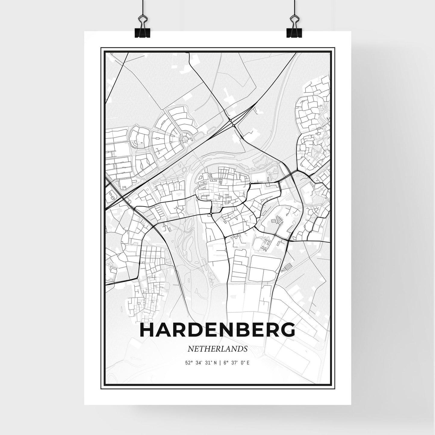  Hardenberg Netherlands - Premium City Map Poster