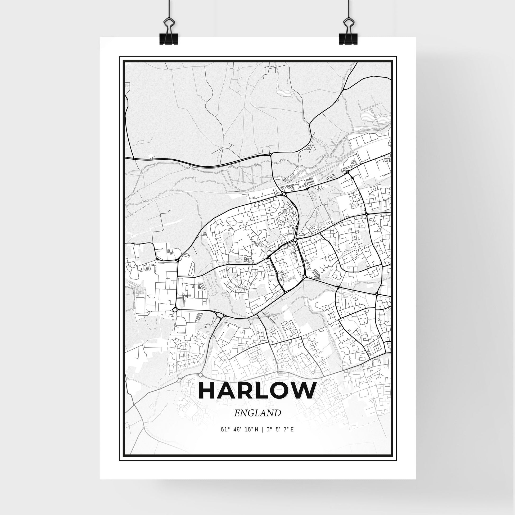 Harlow England - Premium City Map Poster