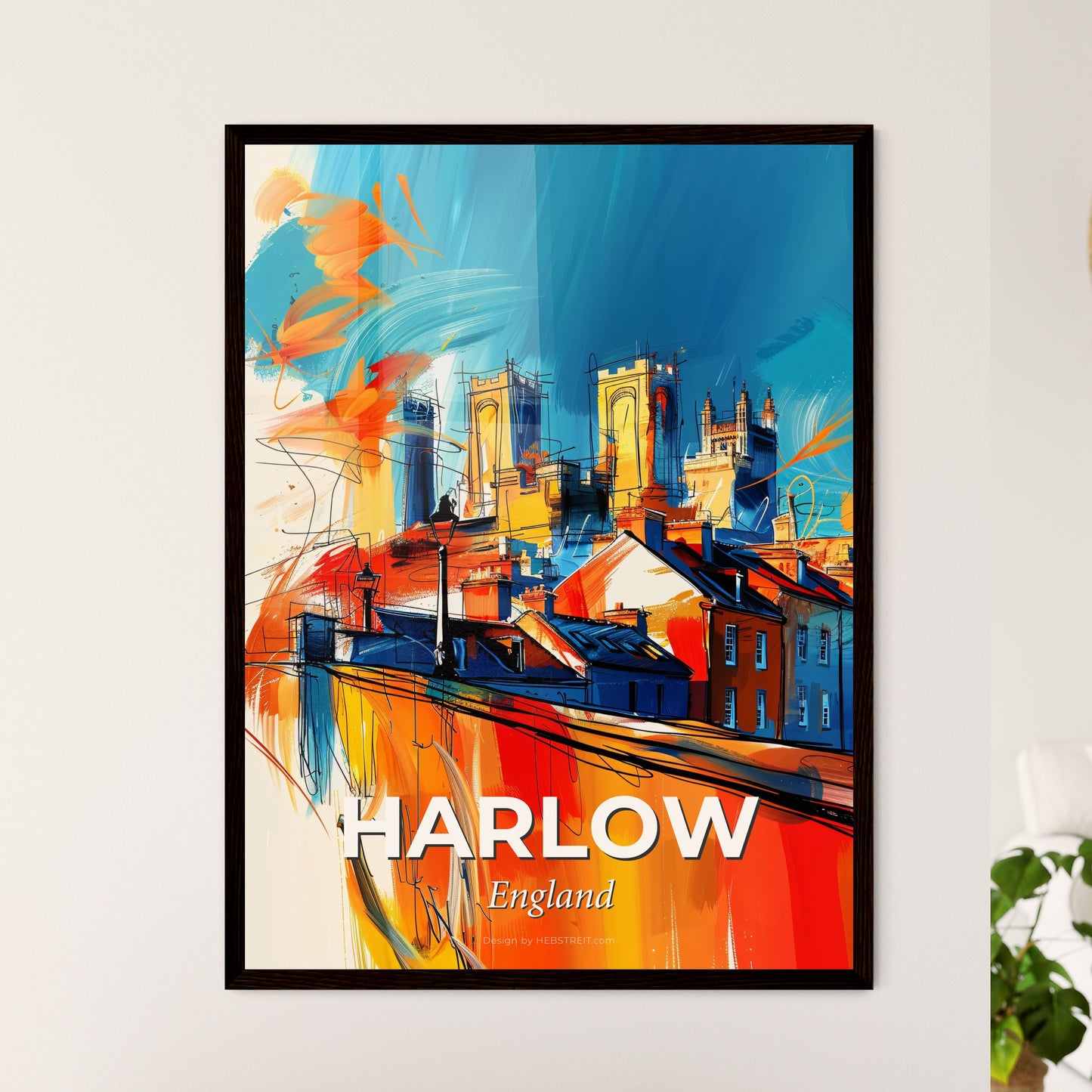 Vibrant Harlow, England - A Painting Of A City