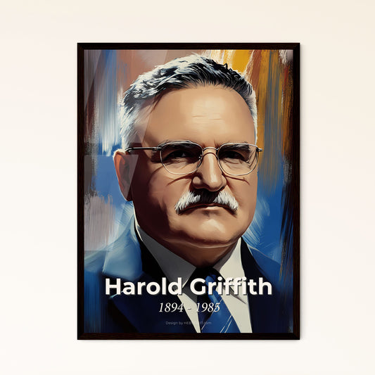 Portrait of Harold Griffith, 1894 - 1985. Impressionistic painting of a man in a suit and tie.