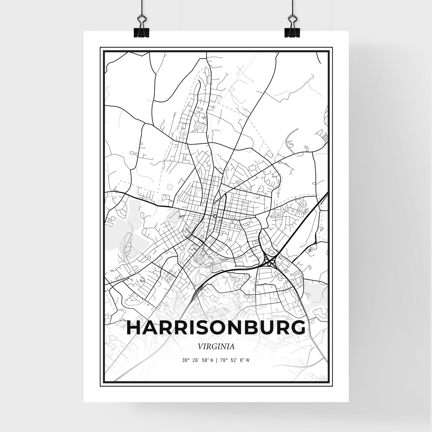 Harrisonburg Virginia - Premium City Map Poster