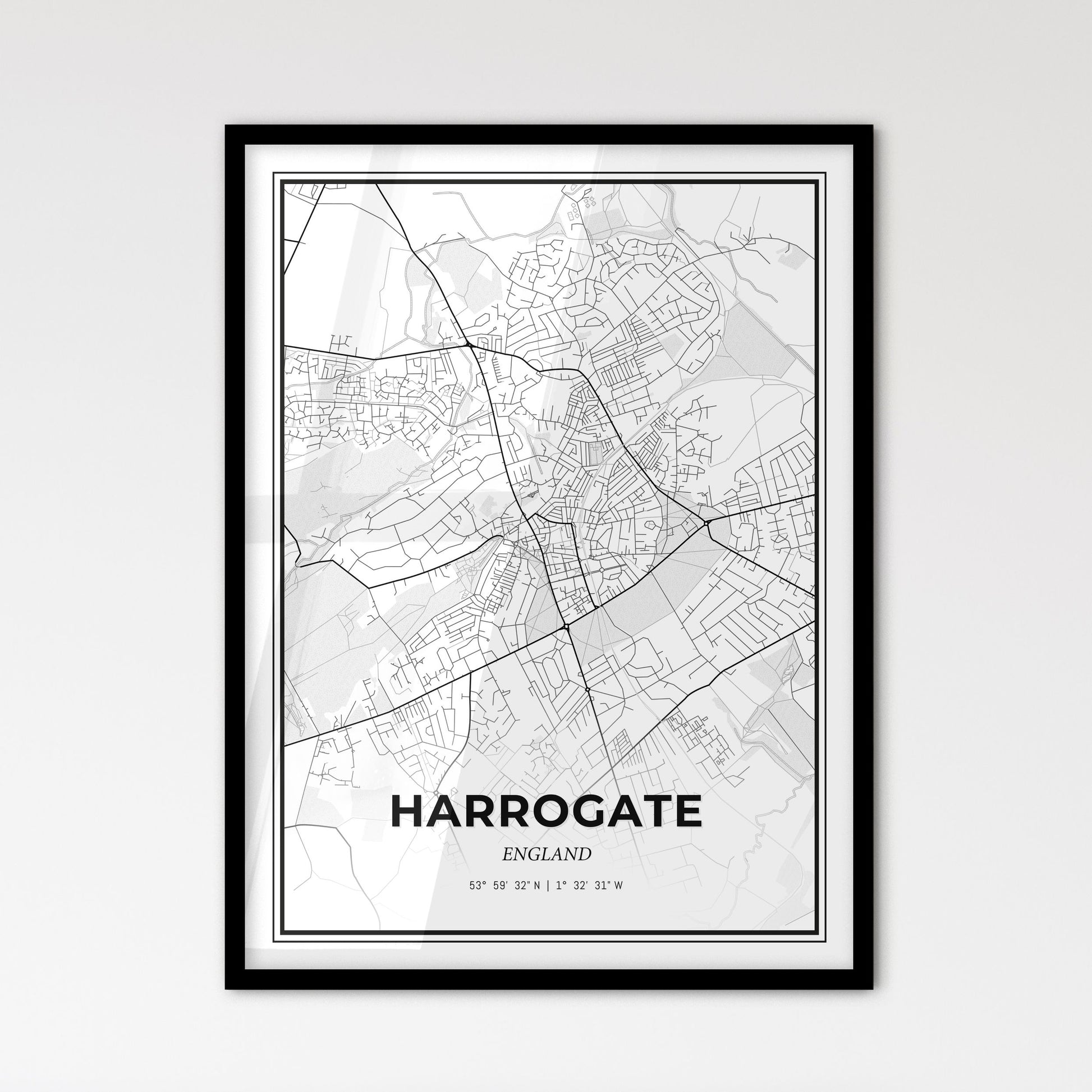 Harrogate England - Scandinavian Style City Map for Modern Home Decor