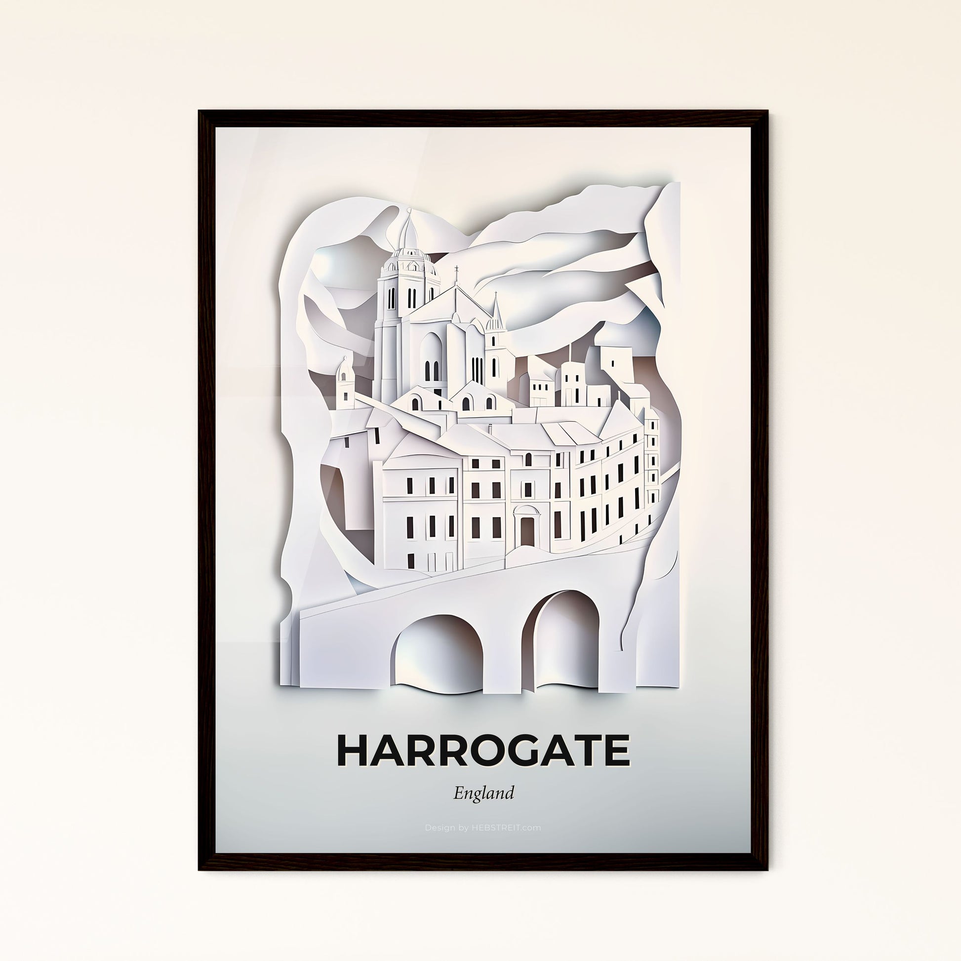 Vivid Harrogate, England - a paper cut of a city with a bridge