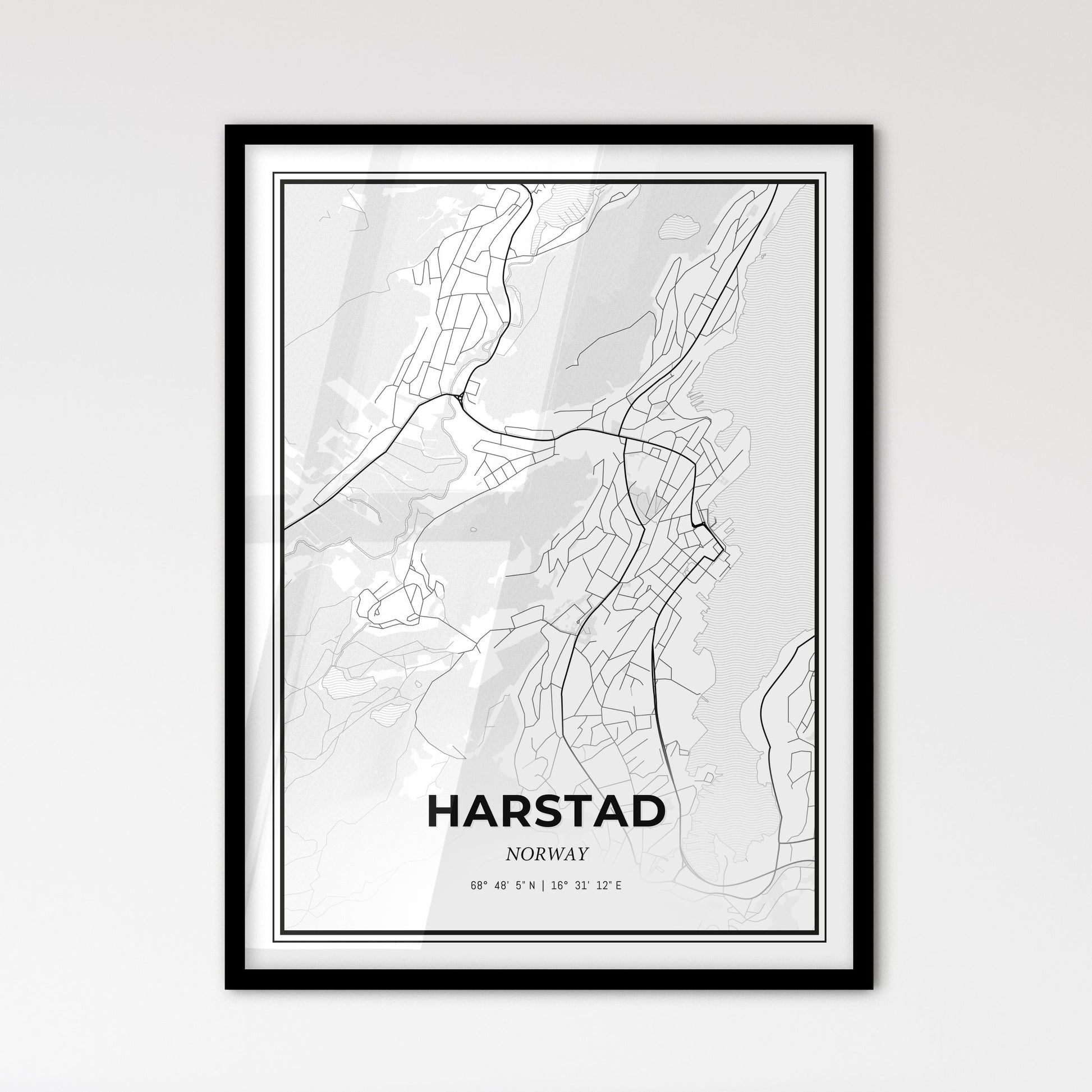 Harstad Norway - Scandinavian Style City Map for Modern Home Decor