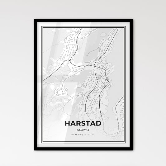 Harstad Norway - Scandinavian Style City Map for Modern Home Decor