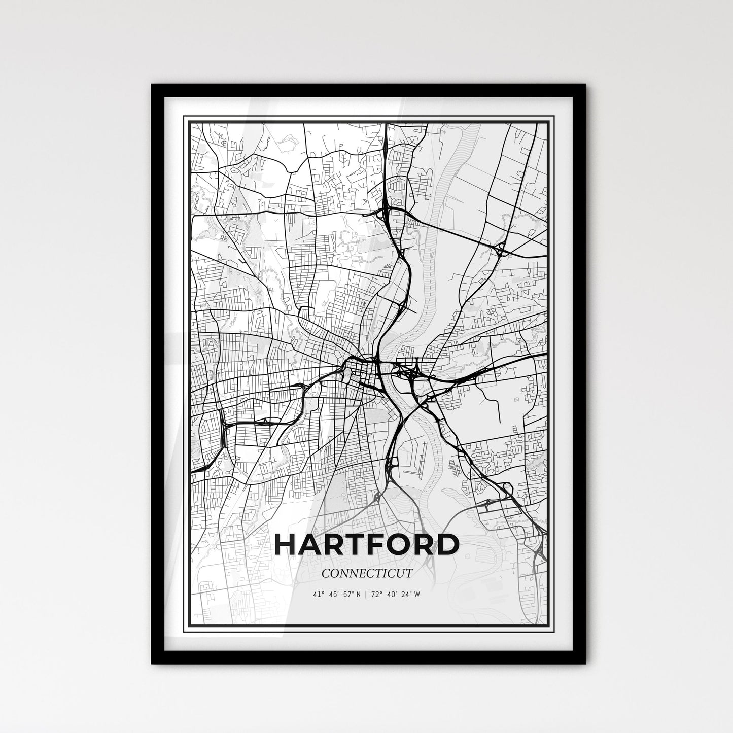 Hartford Connecticut - Scandinavian Style City Map for Modern Home Decor