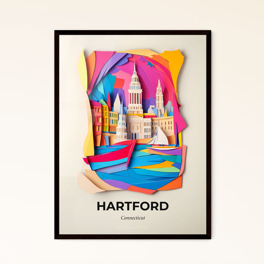 Vivid Hartford, Connecticut - a paper cut of a city with a boat