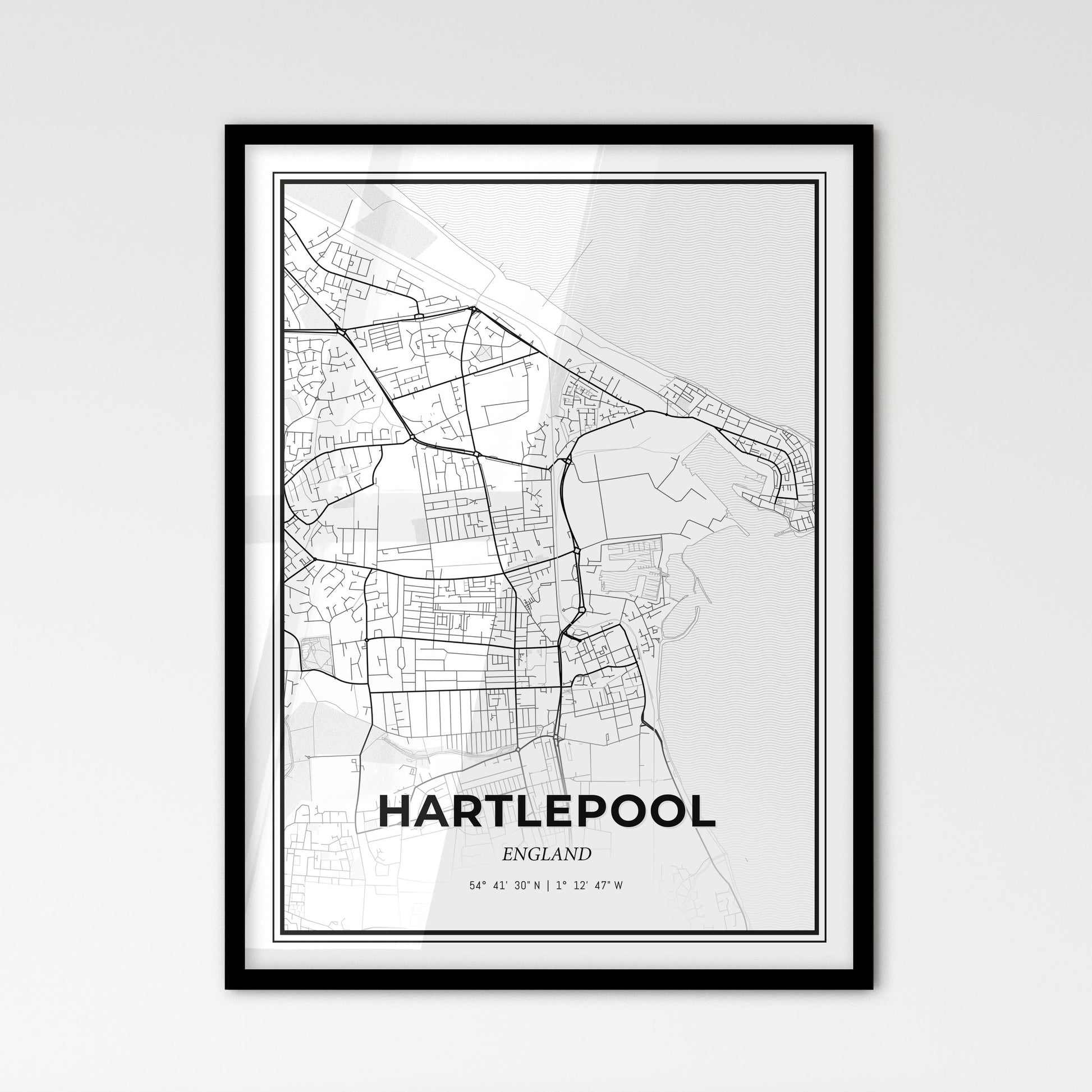 Hartlepool England - Scandinavian Style City Map for Modern Home Decor