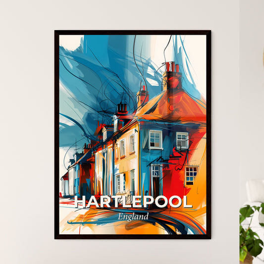 Vibrant Hartlepool, England - A Painting Of A Row Of Houses