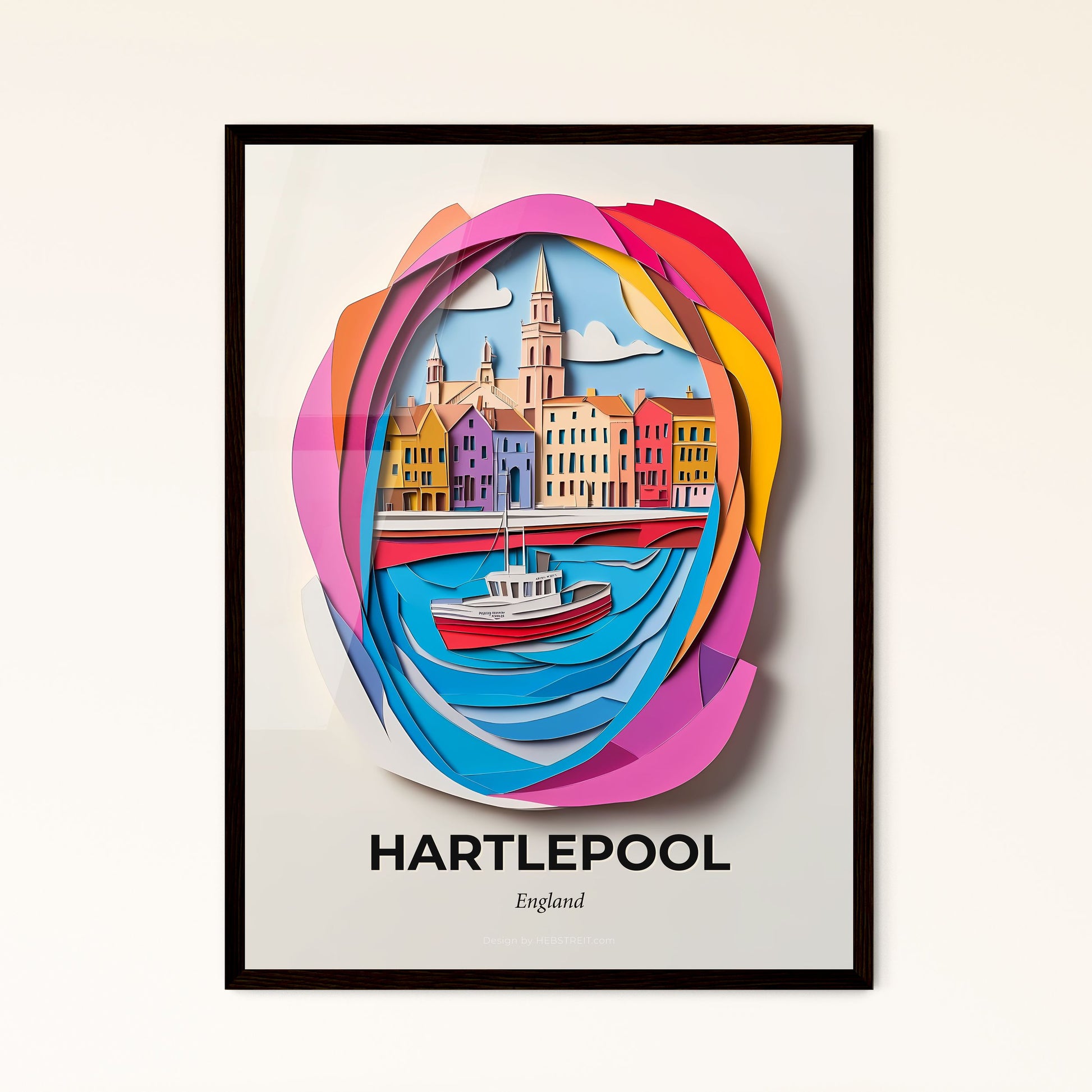 Vivid Hartlepool, England - a paper cut of a boat in a harbor