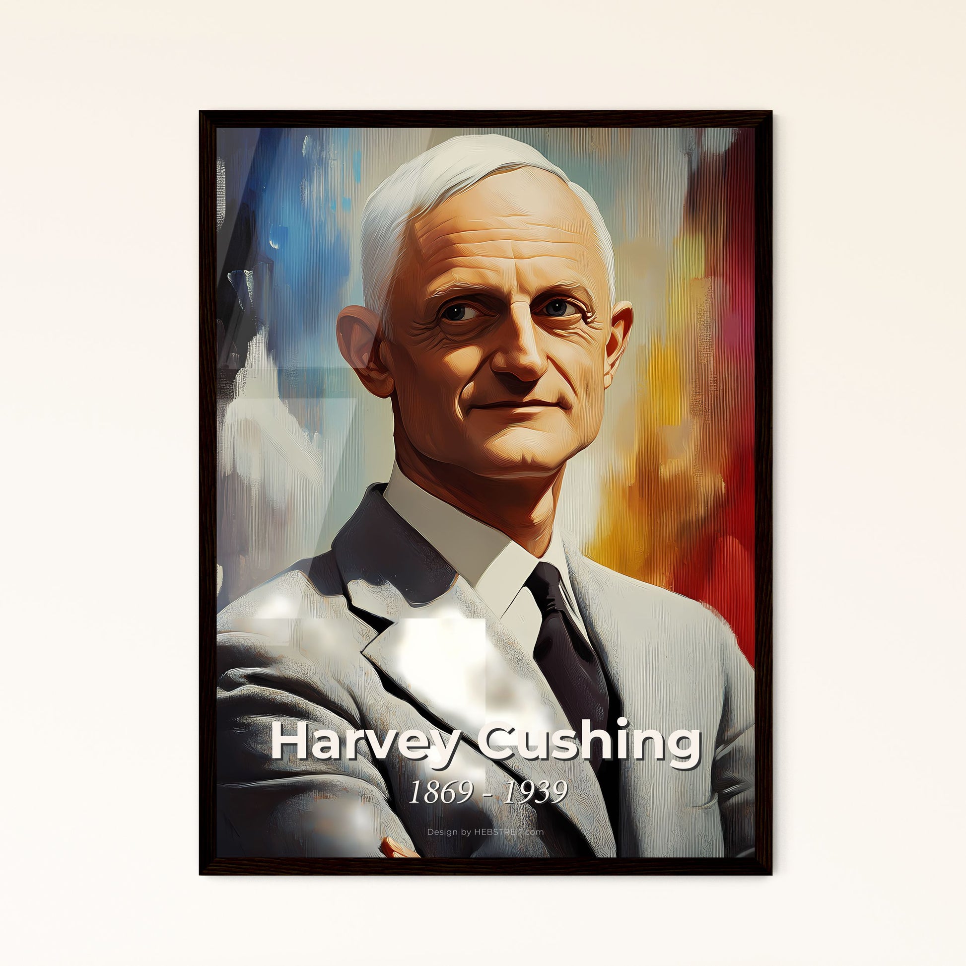 Portrait of Harvey Cushing, 1869 - 1939. Impressionistic painting of a man in a suit.