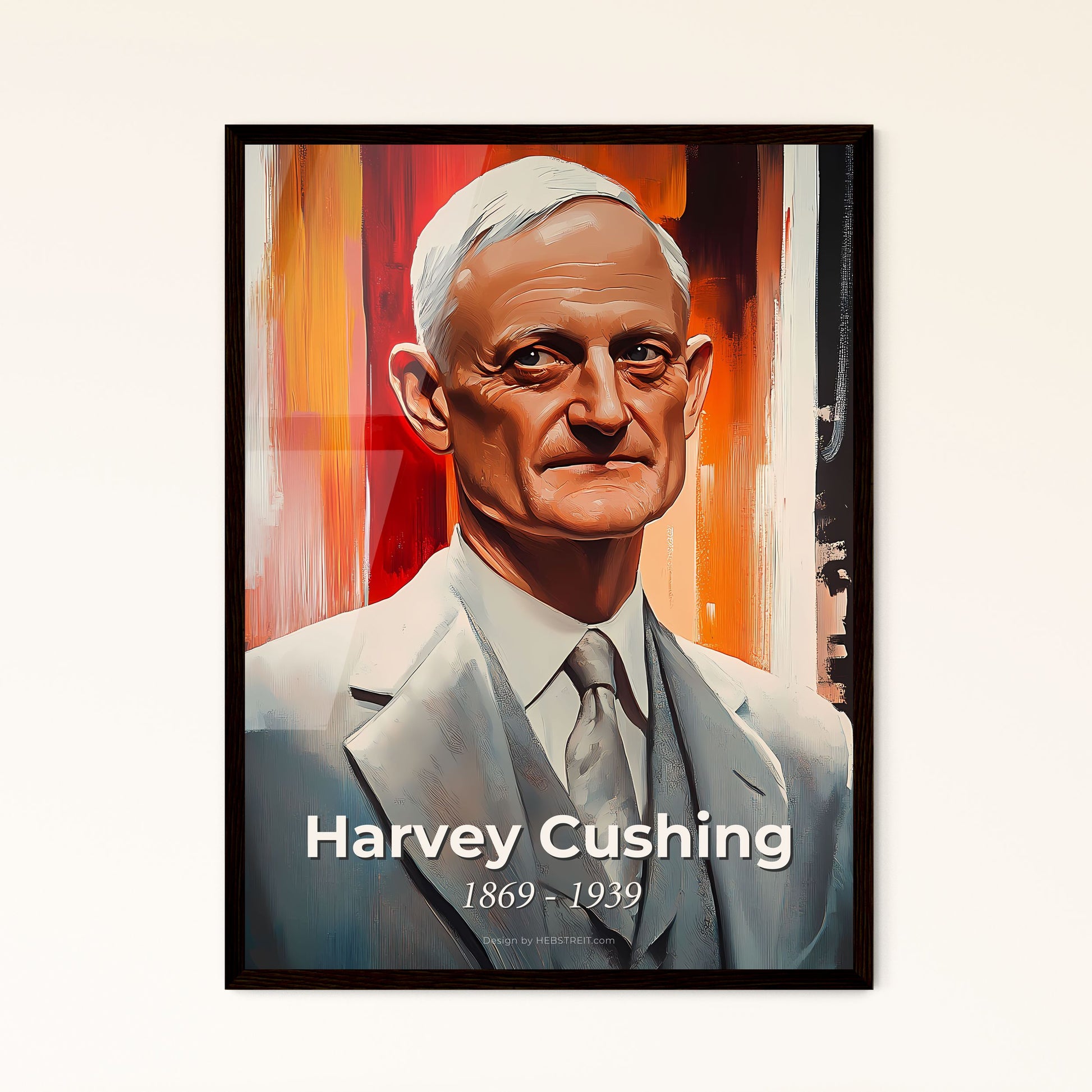 Portrait of Harvey Cushing, 1869 - 1939. Impressionistic painting of a man in a suit.