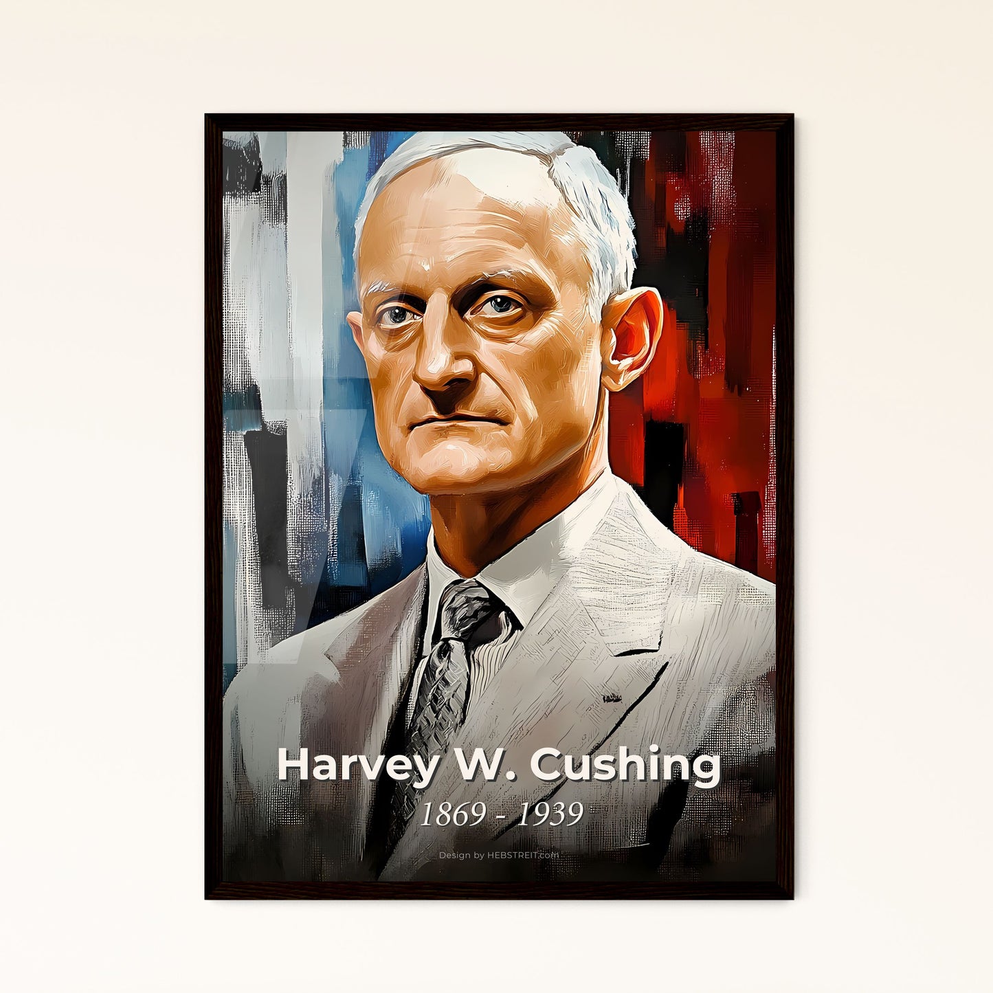 Portrait of Harvey W. Cushing, 1869 - 1939. Impressionistic painting of a man in a suit.