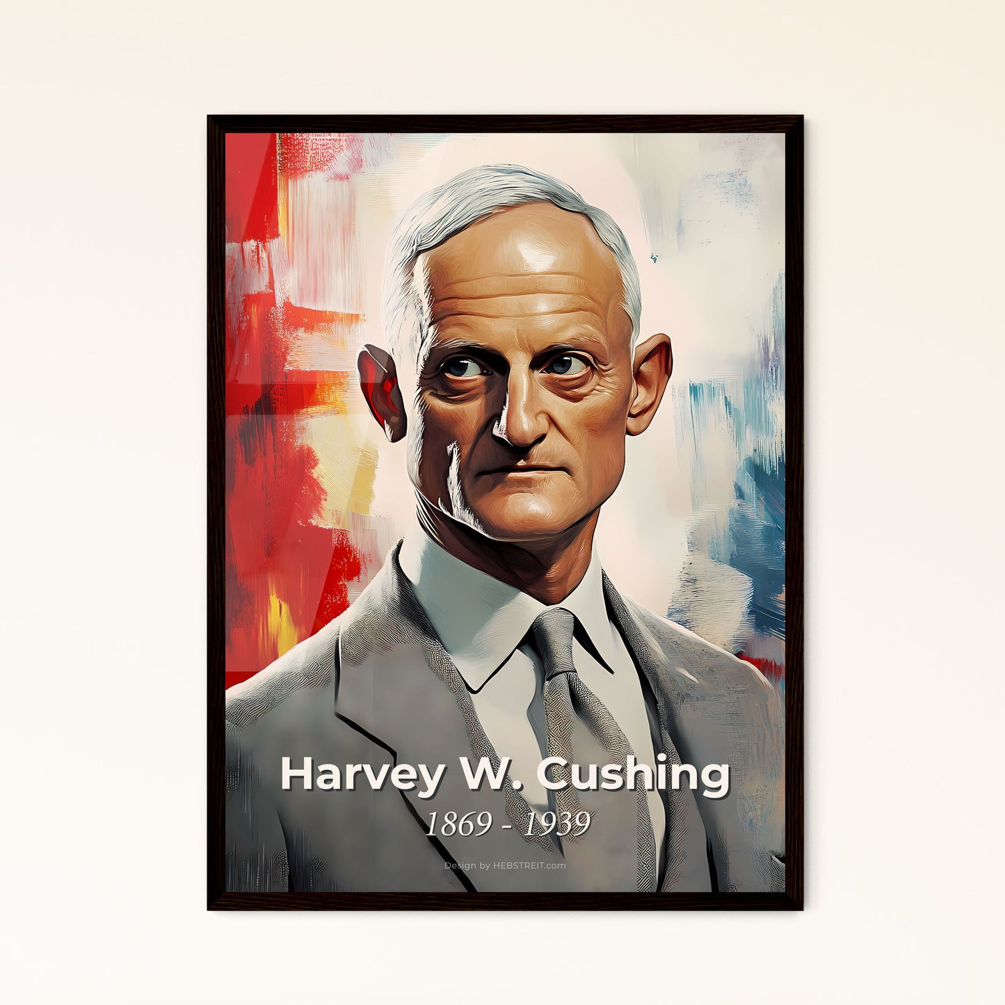 Portrait of Harvey W. Cushing, 1869 - 1939. Impressionistic painting of a man in a suit.