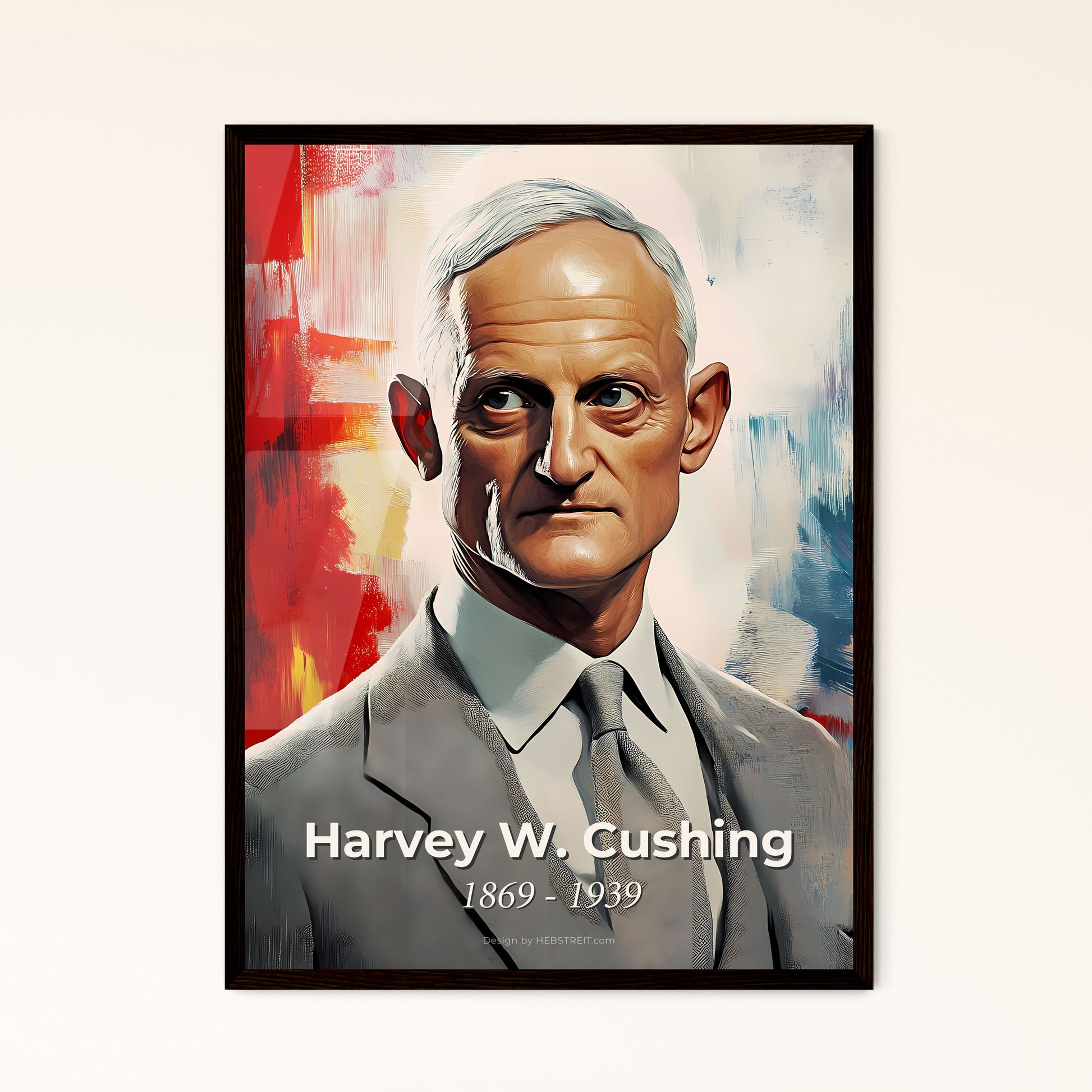 Portrait of Harvey W. Cushing, 1869 - 1939. Impressionistic painting of a man in a suit.