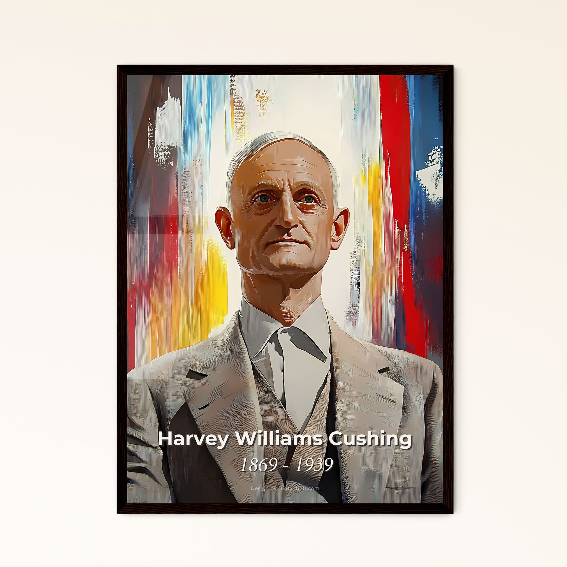 Portrait of Harvey Williams Cushing, 1869 - 1939. Impressionistic painting of a man in a suit.