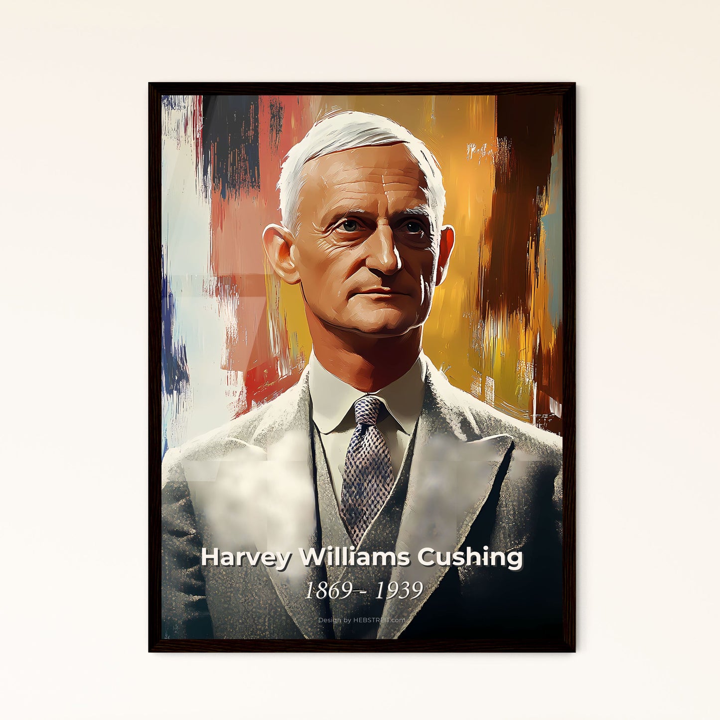 Portrait of Harvey Williams Cushing, 1869 - 1939. Impressionistic painting of a man in a suit.