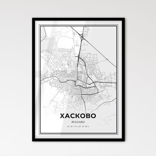 Haskovo Bulgaria - Scandinavian Style City Map for Modern Home Decor