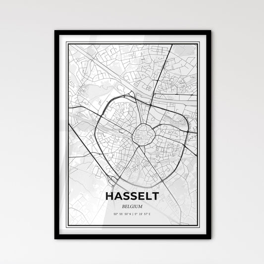 Hasselt Belgium - Scandinavian Style City Map for Modern Home Decor