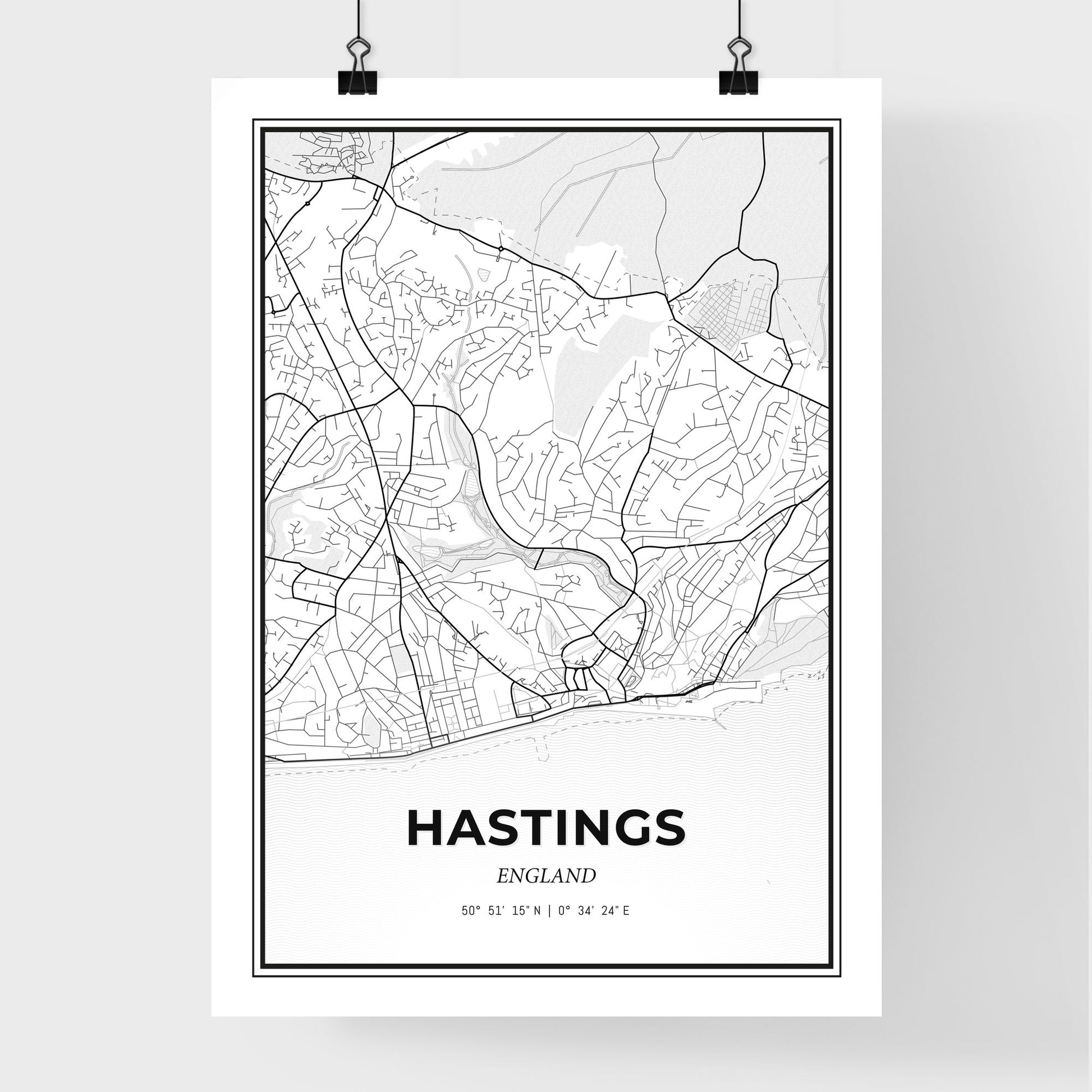 Hastings England - Premium City Map Poster