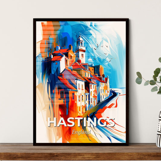 Vibrant Hastings, England - A Painting Of A Town