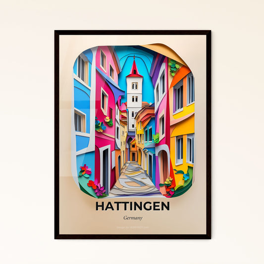 Vivid Hattingen, Germany - a clock with a colorful street scene on it