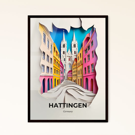 Vivid Hattingen, Germany - a paper cut of a city with a church