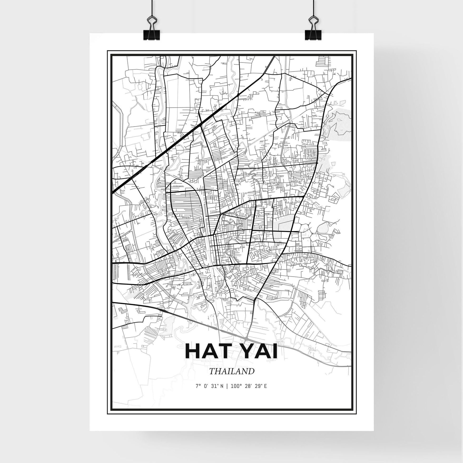 Hat Yai Thailand - Premium City Map Poster