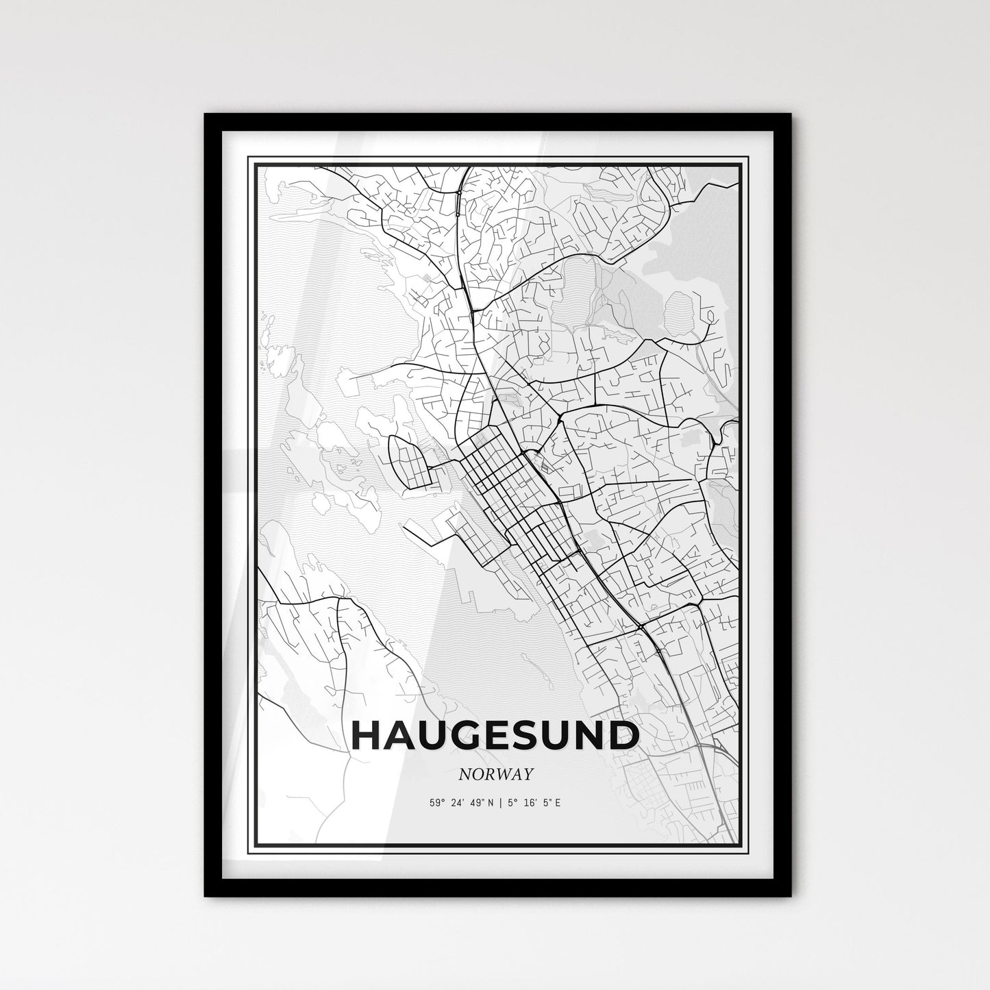 Haugesund Norway - Scandinavian Style City Map for Modern Home Decor