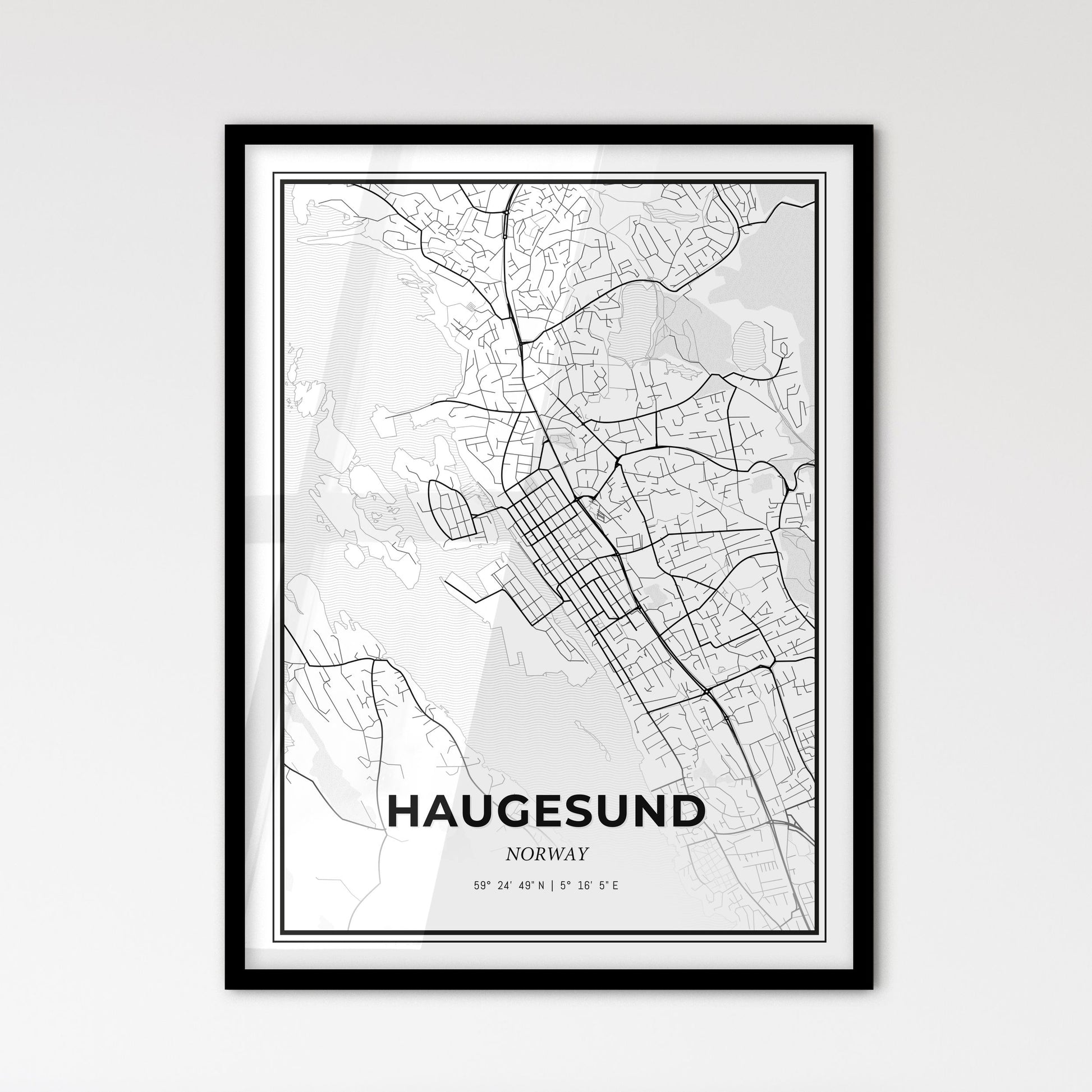 Haugesund Norway - Scandinavian Style City Map for Modern Home Decor