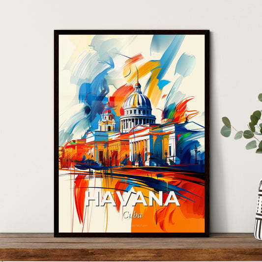 Vibrant Havana, Cuba - A Painting Of A Building With A Dome