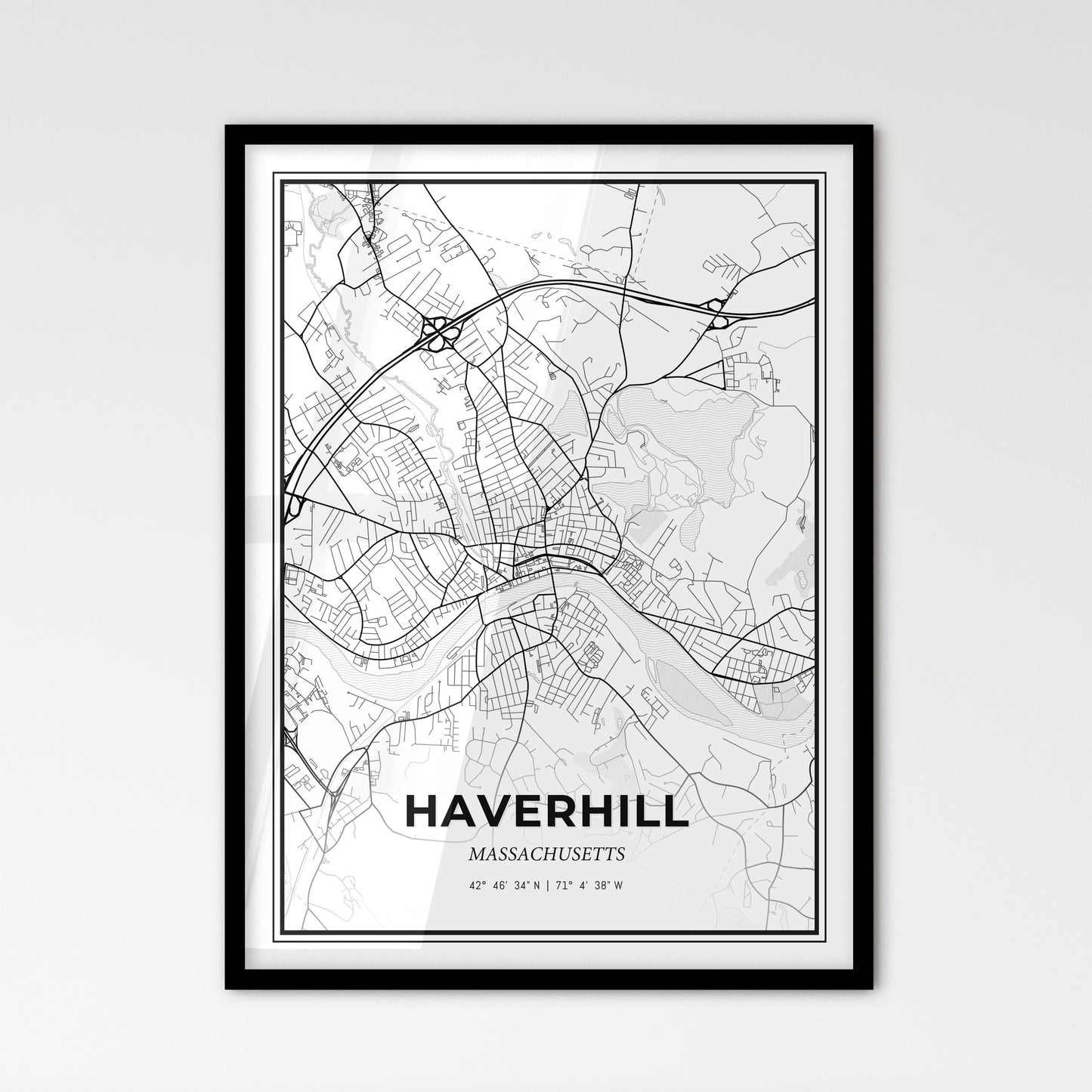 Haverhill Massachusetts - Scandinavian Style City Map for Modern Home Decor