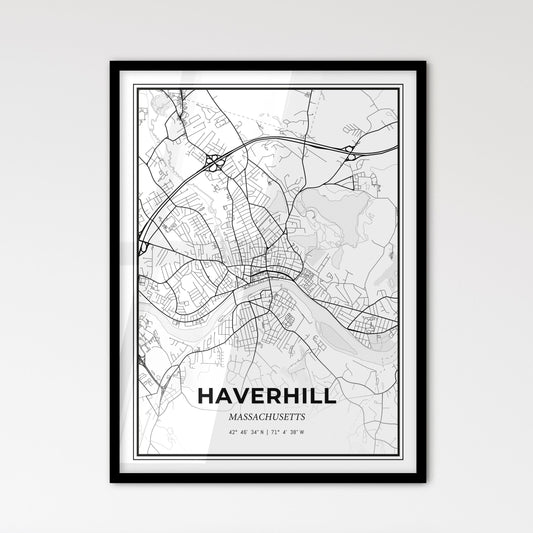 Haverhill Massachusetts - Scandinavian Style City Map for Modern Home Decor