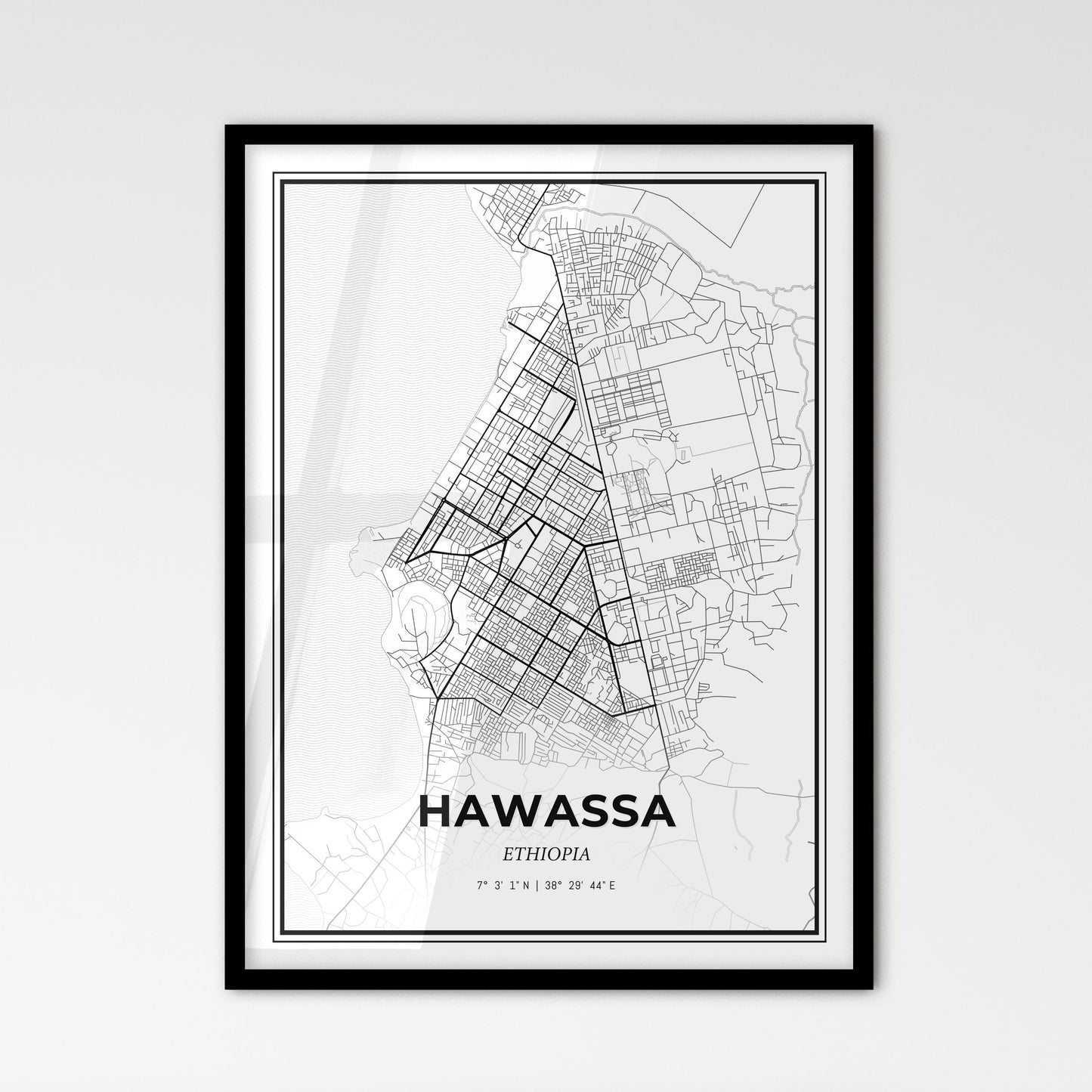 Hawassa Ethiopia - Scandinavian Style City Map for Modern Home Decor