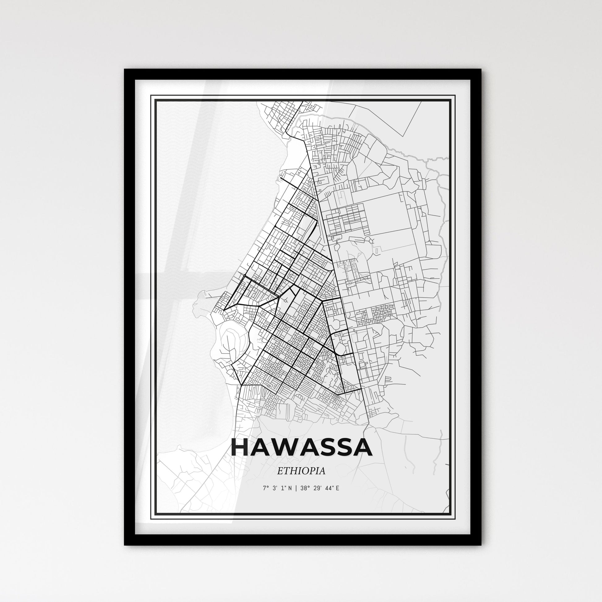 Hawassa Ethiopia - Scandinavian Style City Map for Modern Home Decor