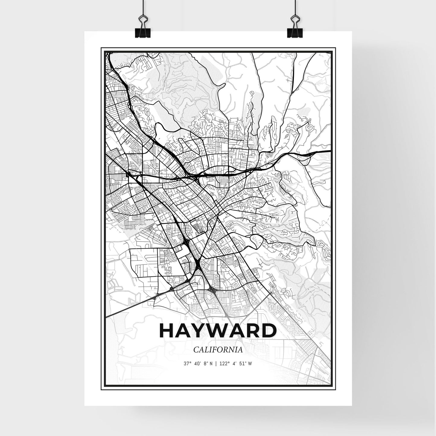 Hayward California - Premium City Map Poster