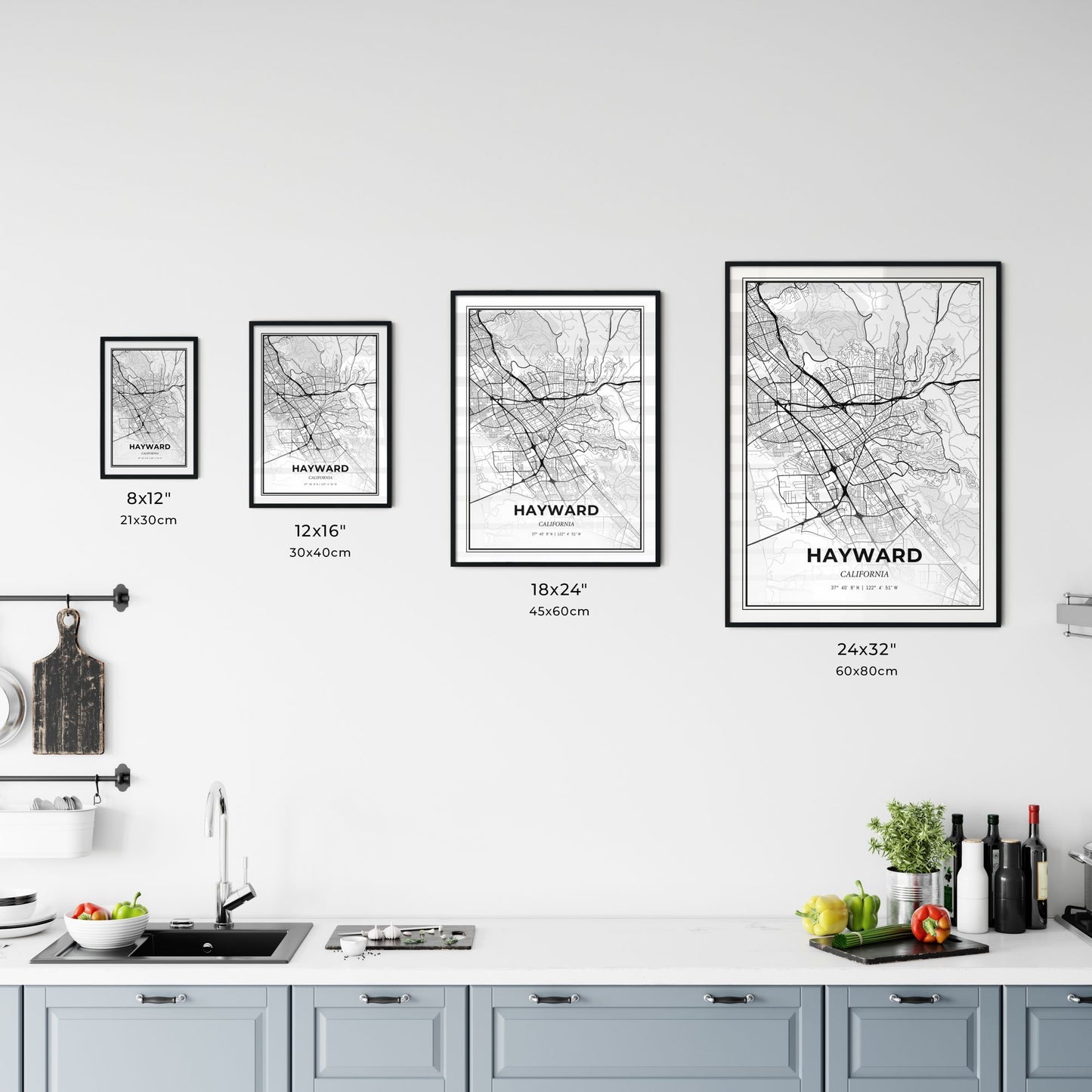 Hayward California - Customizable Modern City Map