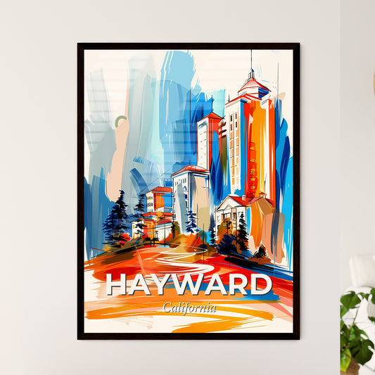 Vibrant Hayward, California - A Painting Of Buildings On A Hill